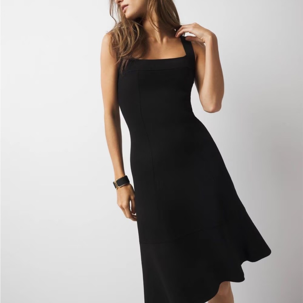 White House Black Market Chic Black Asymmetrical Dress